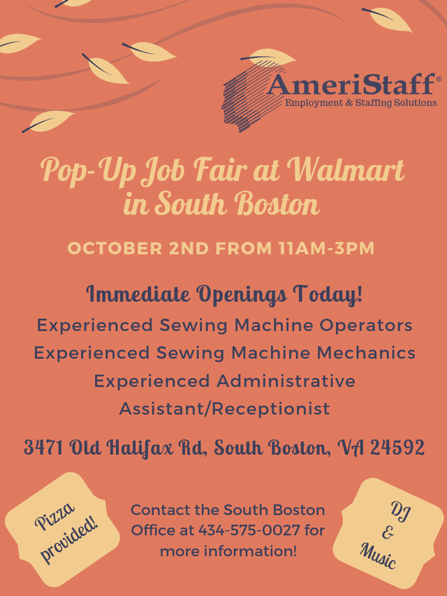 pop up job fair at walmart in south boston va walmart rocky mount va