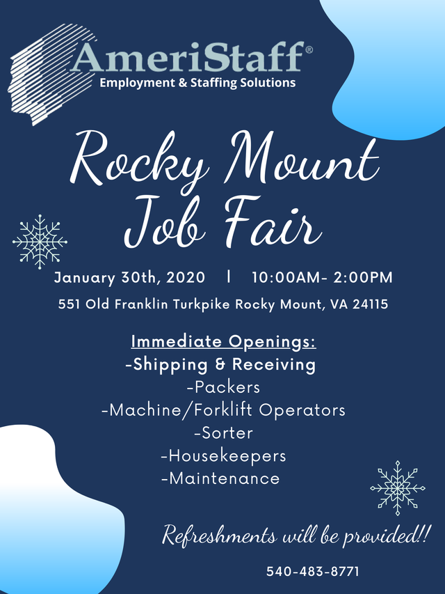 Rocky Mount Job Fair  Ameristaff