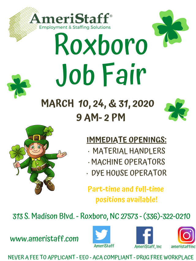Job Fair in Roxboro, NC Ameristaff