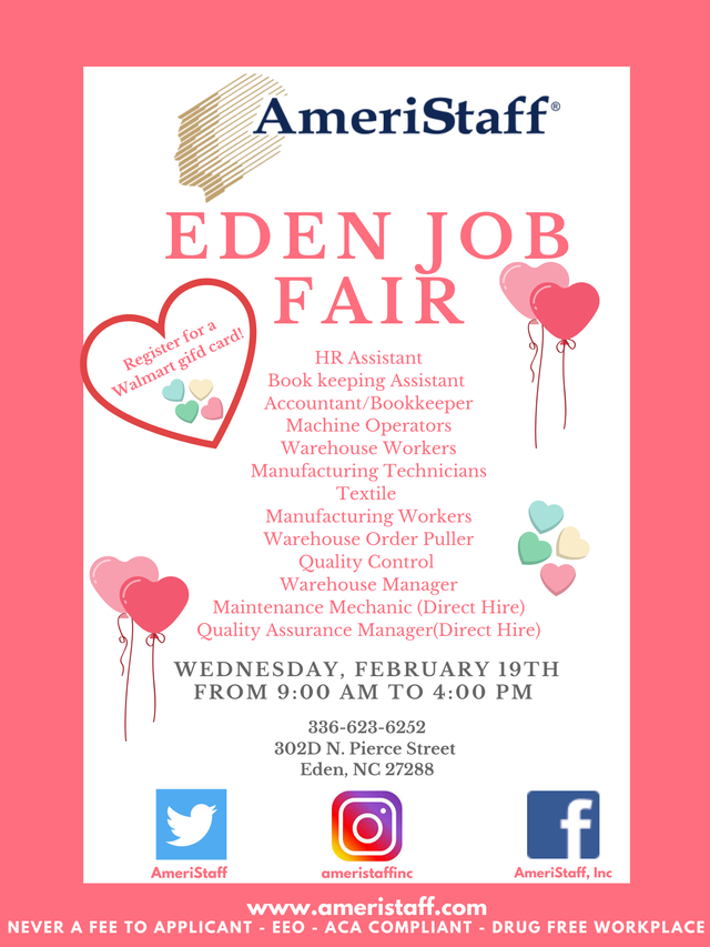 Eden, NC Job Fair Ameristaff