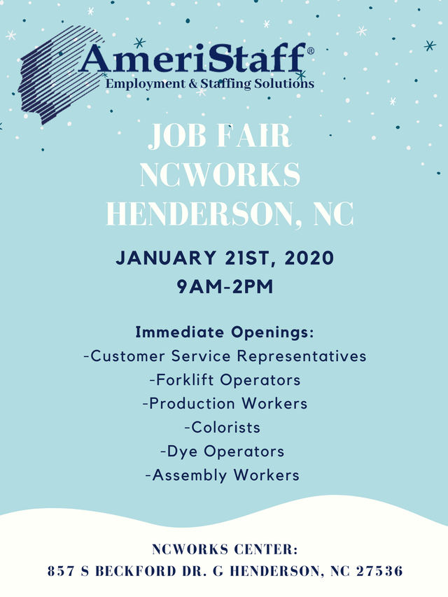 Job Fair at NCWorks in Henderson, NC
