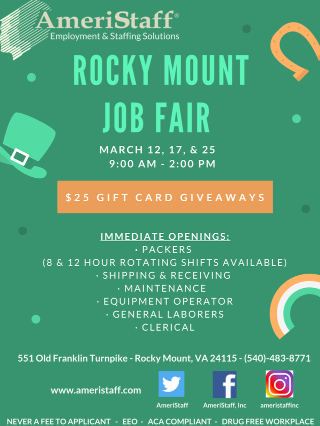 Job Fair in Rocky Mount, VA  Ameristaff