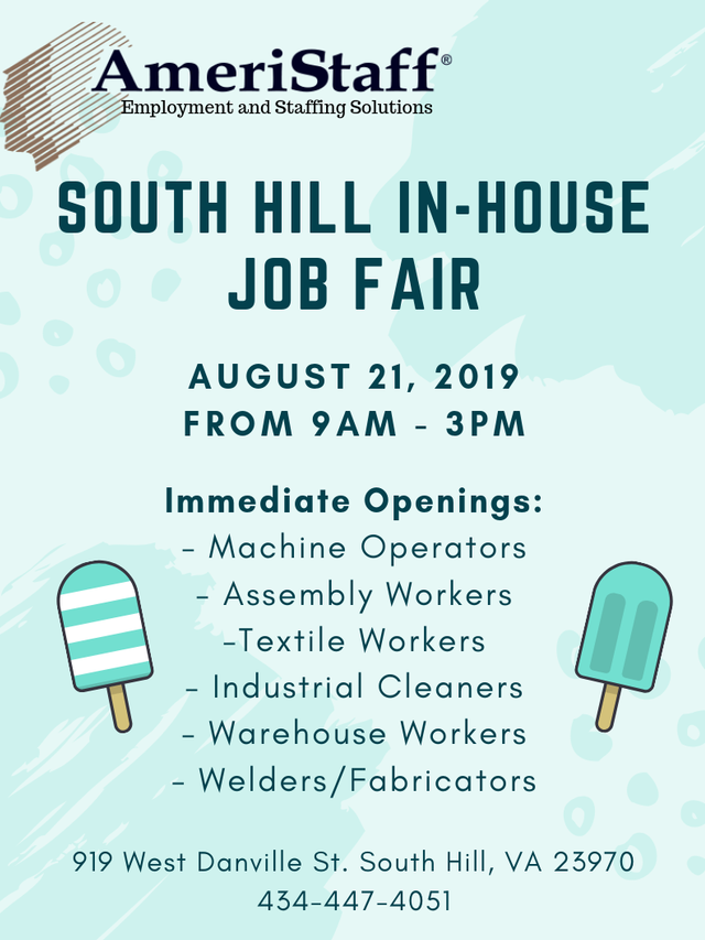 South Hill, VA InHouse Job Fair