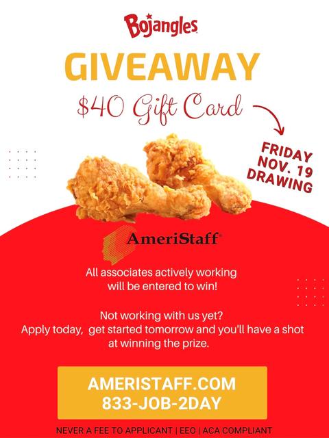 Bojangles Gift card Giveaway