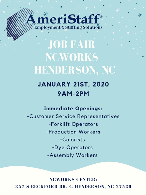 Job Fair at NCWorks in Henderson, NC 