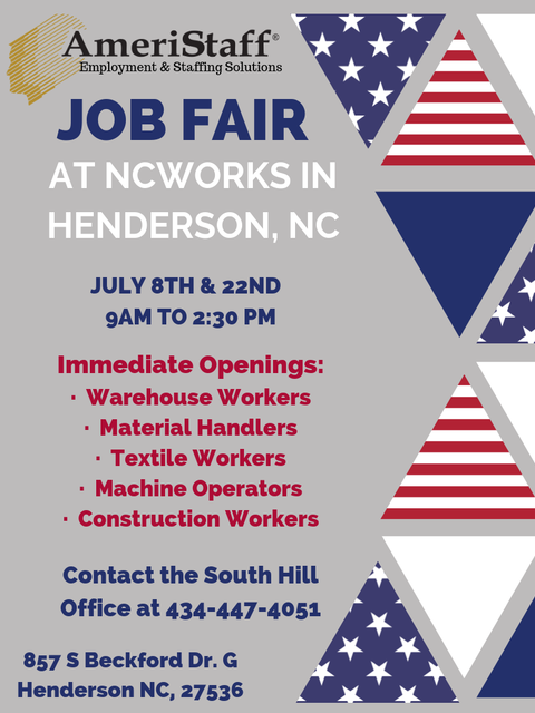 Job Fair at NCWorks in Henderson, NC