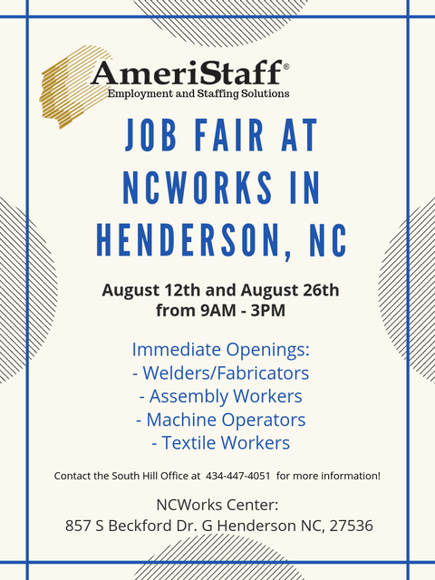 On-Site Job Fair at NC Works in Henderson, NC