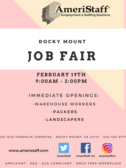 Pop-Up Job Fair in Rocky Mount, VA