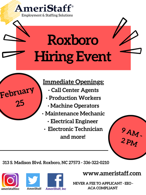Roxboro Hiring Event 