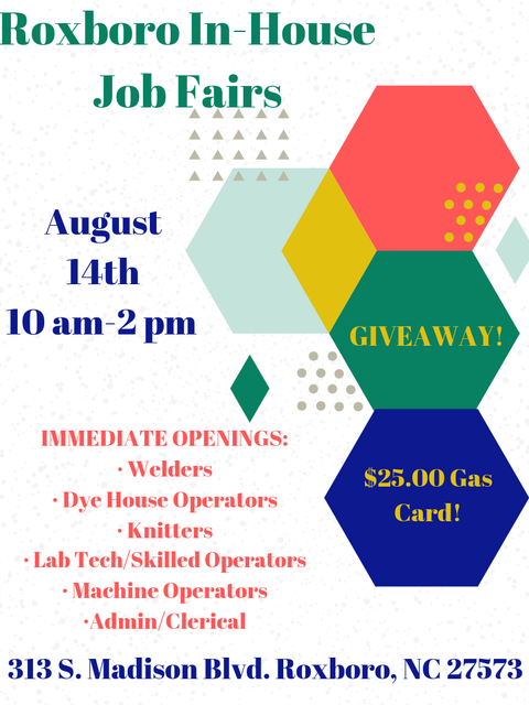 Roxboro, NC AmeriStaff In House Job Fair