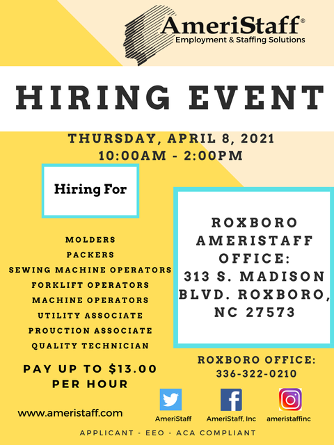 Roxboro Hiring Event