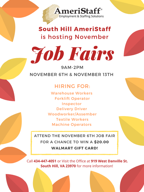 In House Job Fair in South Hill,, VA 