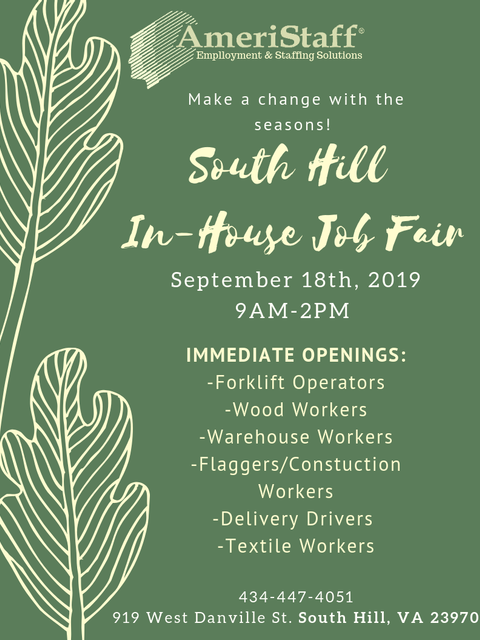 In-House Job Fair in South Hill, VA