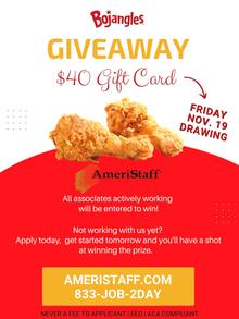 Bojangles Gift card Giveaway