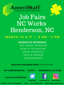 Job Fair at NCWorks in Henderson, NC 