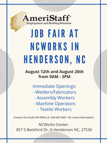 On-Site Job Fair at NC Works in Henderson, NC