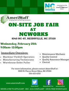 Job Fair at NCWorks in Reidsville, NC 