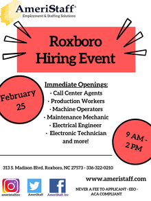 Roxboro Hiring Event