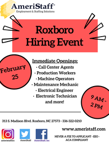 Roxboro Hiring Event 