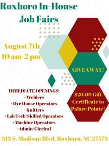 Roxboro, NC In House Job Fair