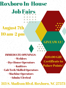 Roxboro, NC In House Job Fair 