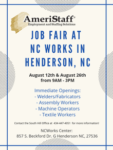 On-Site Job Fair at NC Works in Henderson, NC